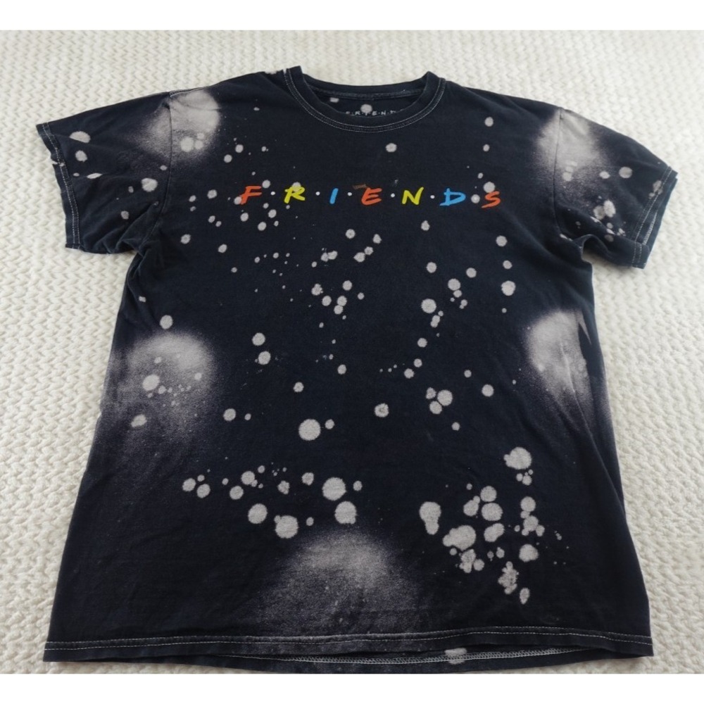 Friends TV Show ALL-OVER Graphic Color Logo T-Shirt Black White PolkaDot  Sz. M